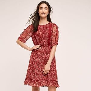 Anthropologie Floreat Floral Ruffle Cocktail Dress